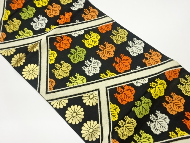 JAPANESE KIMONO / VINTAGE FUKURO OBI / WOVEN KIKU
